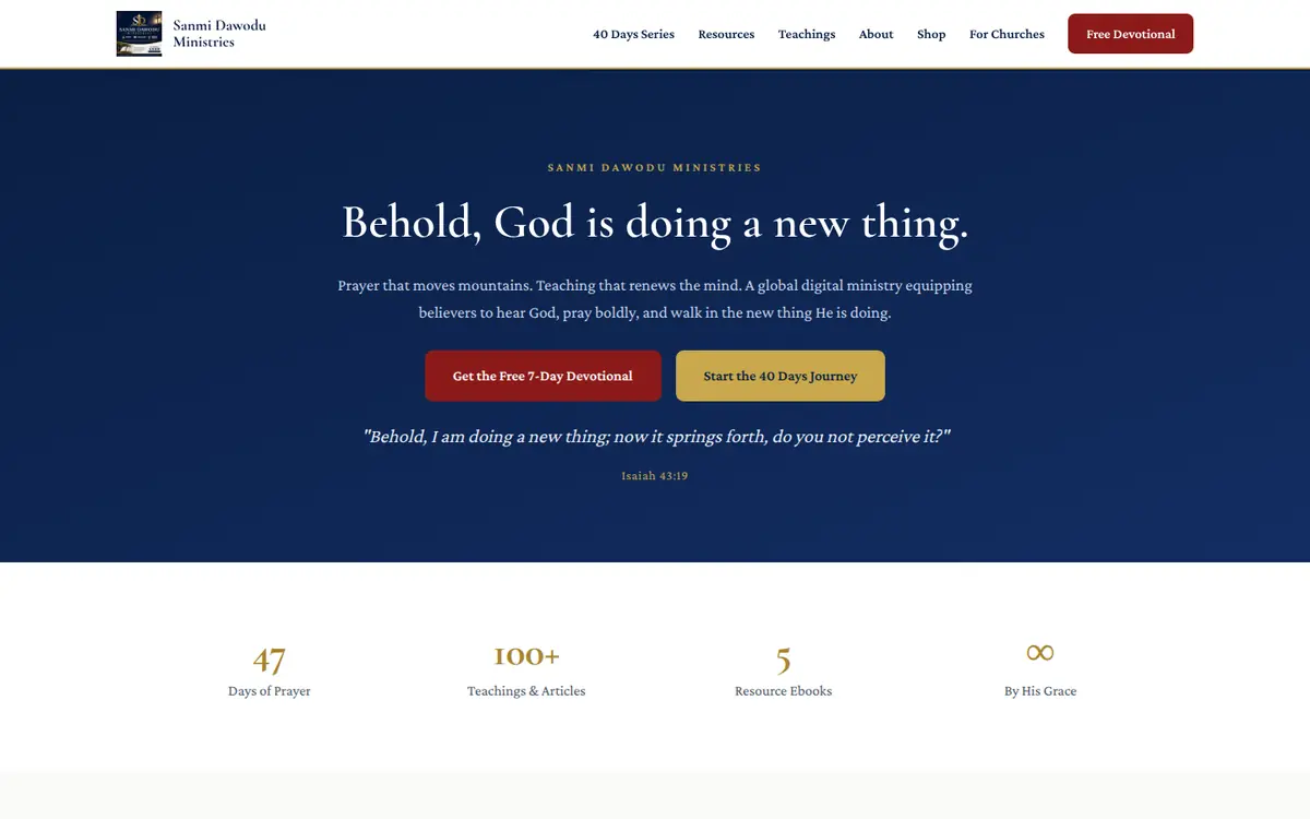 Sanmi Dawodu Ministries live website